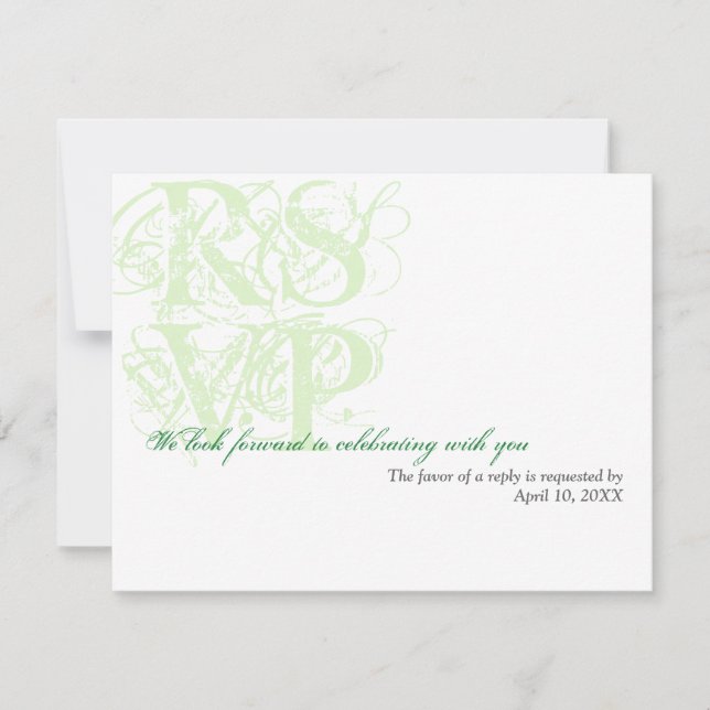 Mint green grunge wedding enclosure RSVP response Invitation (Front)