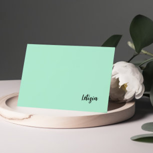 Mint Green Handwritten Name Note Cards