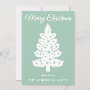 Mint Green Handwritten Script Christmas Tree Holiday Card