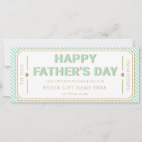 Mint Green Happy Father's Day Gift Voucher Card