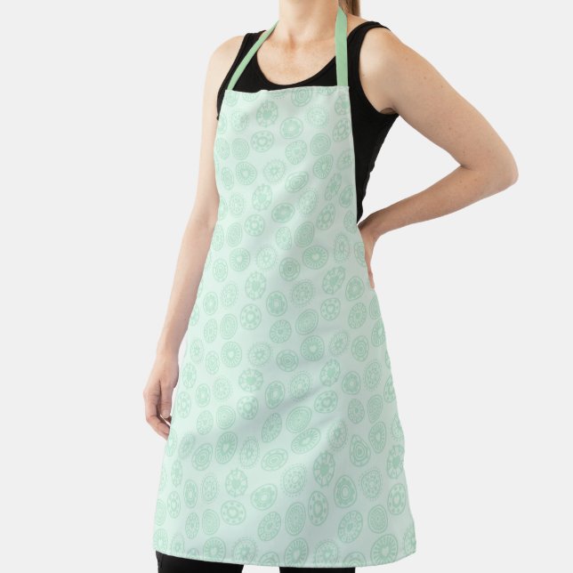 Mint Green Heart Circles Valentine's Day Apron (Insitu)