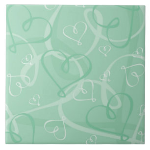 Mint green heart pattern ceramic tile