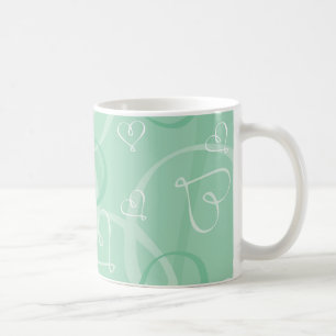 Mint green heart pattern coffee mug