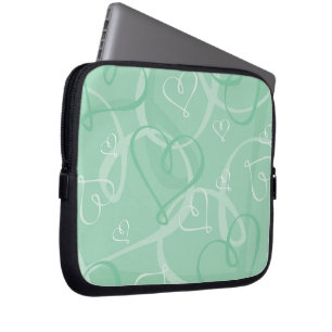Mint green heart pattern laptop sleeve