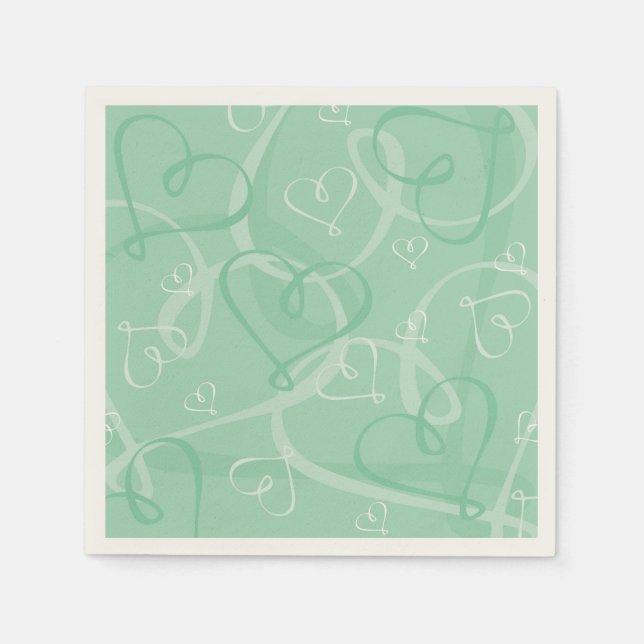 Mint green heart pattern napkin (Front)