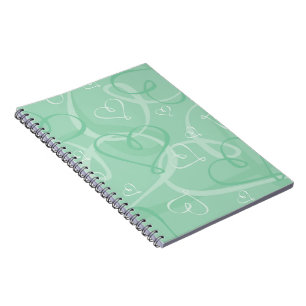 Mint green heart pattern notebook