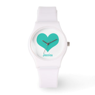 Mint Green Heart - Personalised Name Watch