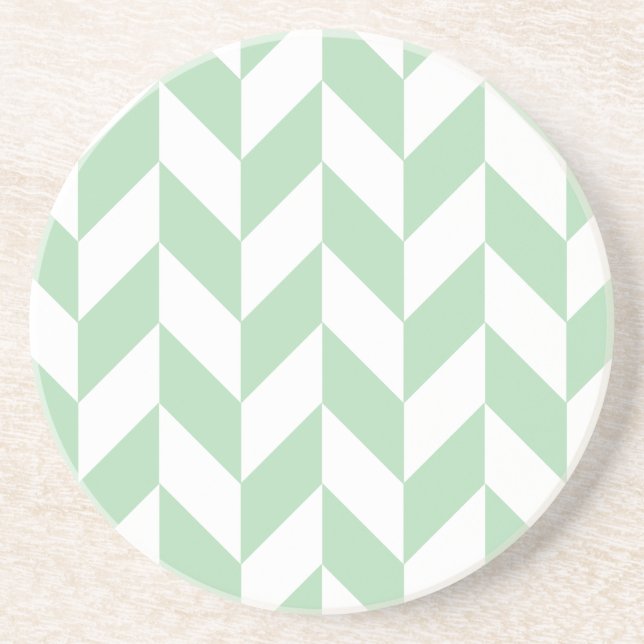 Mint Green Herringbone Coaster (Front)