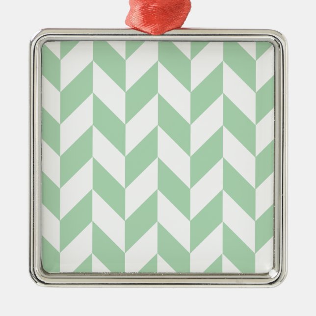 Mint Green Herringbone Metal Tree Decoration (Front)