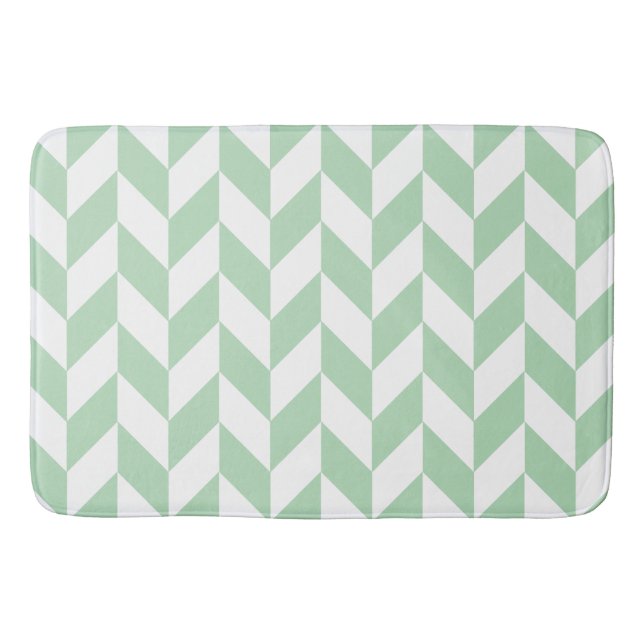 Mint Green Herringbone Pattern Bath Mat (Front)