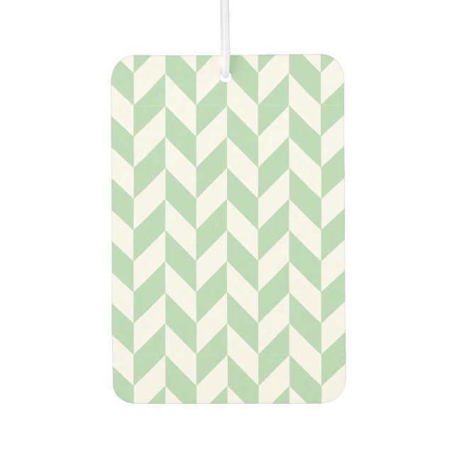 Mint Green Herringbone Pattern Car Air Freshener (Front)
