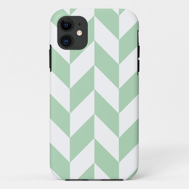 Mint Green Herringbone Pattern Case-Mate iPhone Case (Back)