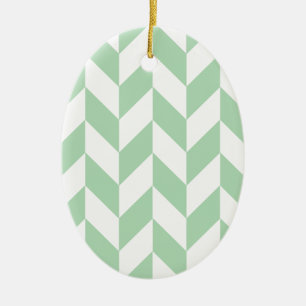Mint Green Herringbone Pattern Ceramic Tree Decoration