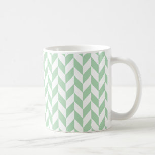 Mint Green Herringbone Pattern Coffee Mug