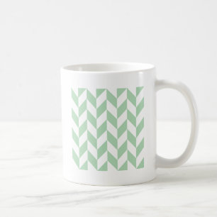 Mint Green Herringbone Pattern Coffee Mug