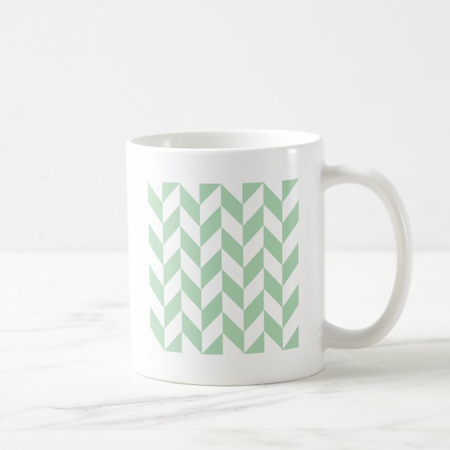Mint Green Herringbone Pattern Coffee Mug (Right)