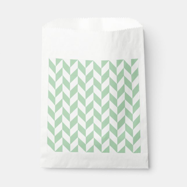 Mint Green Herringbone Pattern Favour Bag (Front)