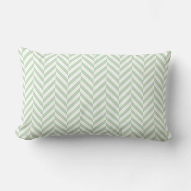Mint Green Herringbone Pattern Lumbar Cushion (Front)