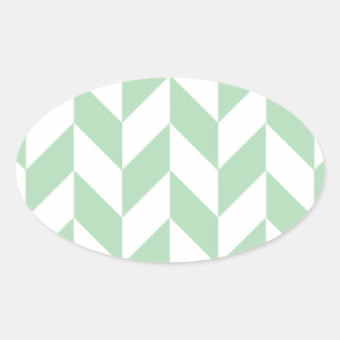 Mint Green Herringbone Pattern Oval Sticker