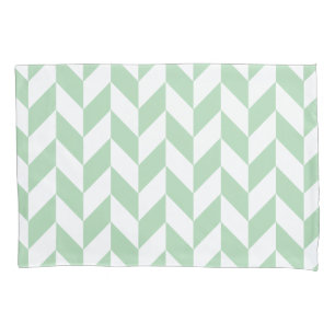 Mint Green Herringbone Pattern Pillowcase