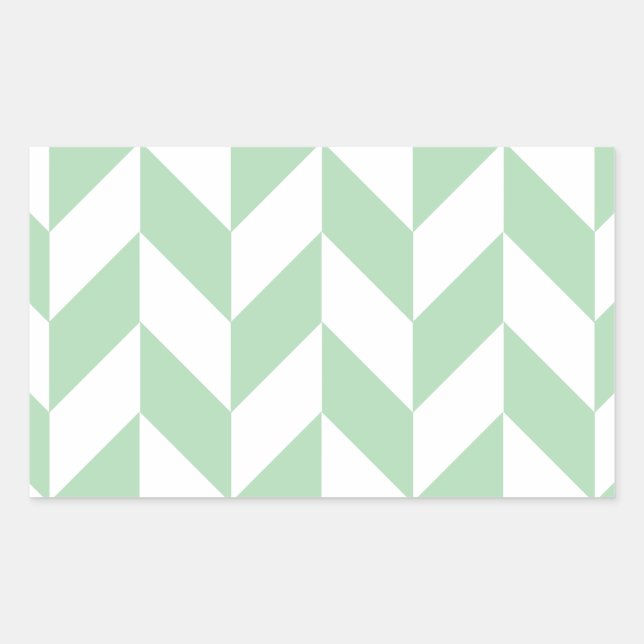 Mint Green Herringbone Pattern Rectangular Sticker (Front)