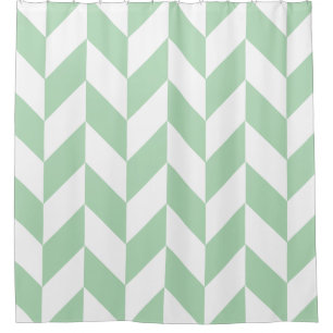 Mint Green Herringbone Pattern Shower Curtain