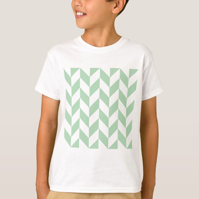 Mint Green Herringbone Pattern T-Shirt (Front)