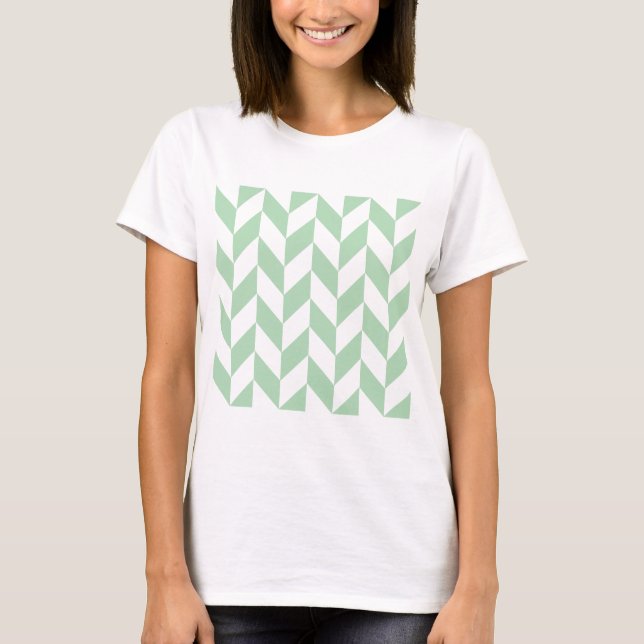Mint Green Herringbone Pattern T-Shirt (Front)