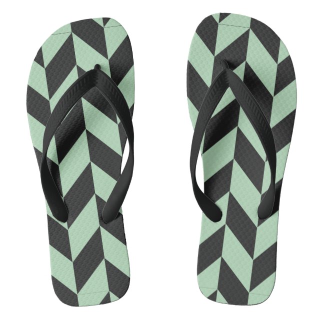 Mint Green Herringbone Pattern Thongs (Footbed)