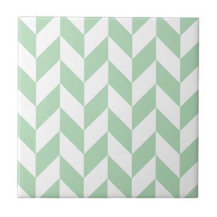Mint Green Herringbone Pattern Tile
