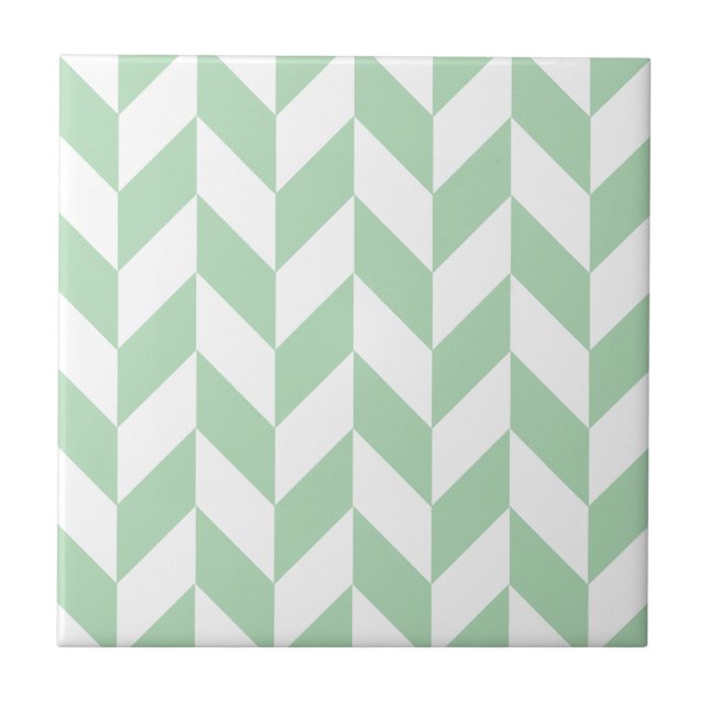 Mint Green Herringbone Pattern Tile (Front)