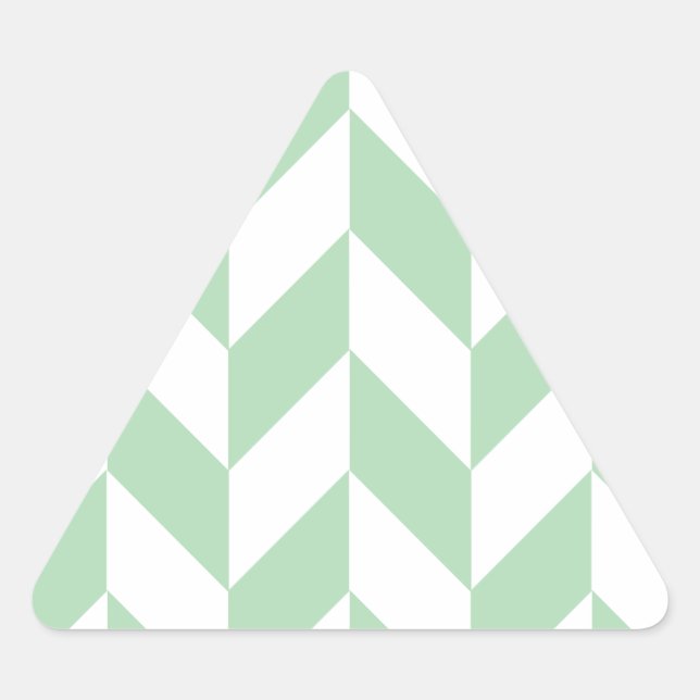Mint Green Herringbone Pattern Triangle Sticker (Front)