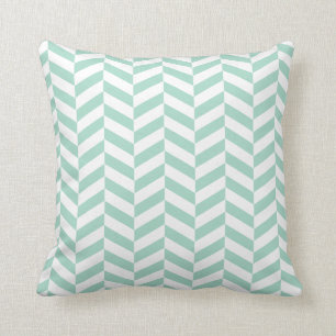 Mint green Herringbone Throw Pillow