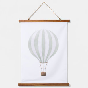 Mint Green Hot Air Balloon Nursery Decor Hanging Tapestry