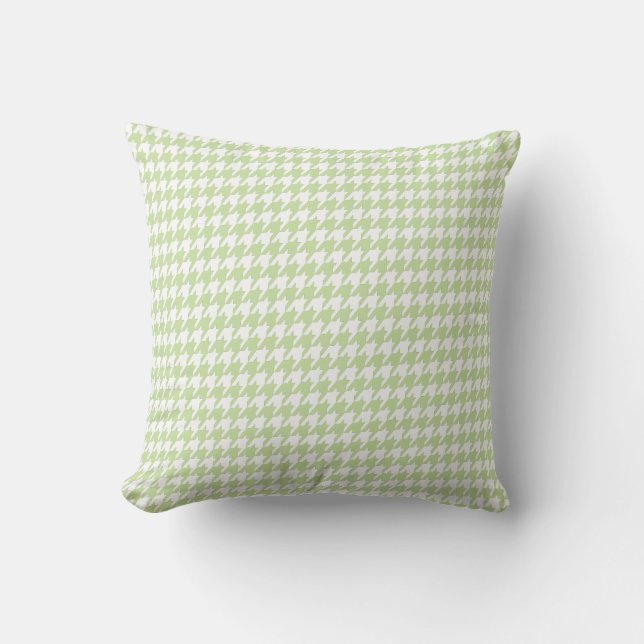 Mint Green Houndstooth Pattern Throw Pillow (Front)