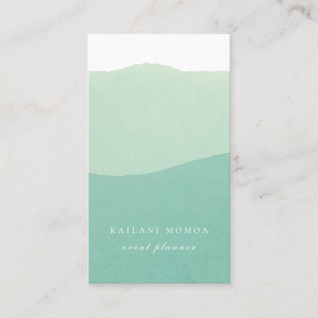 Mint Green Ink Dipped Ombre Business Card (Front)