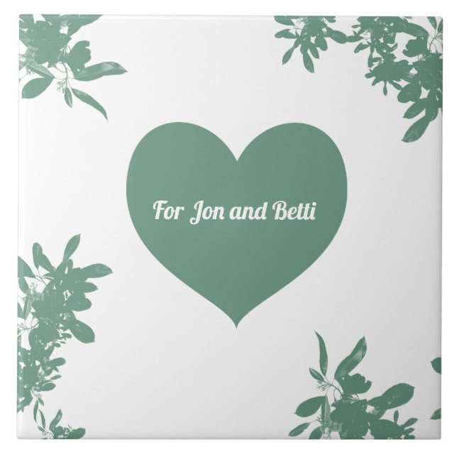 Mint Green Ivy  Ceramic Tile (Front)