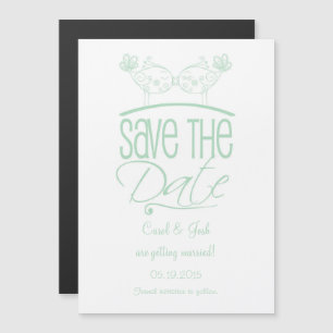 Mint Green Kissing Birds Magnetic Save the Date Invitation