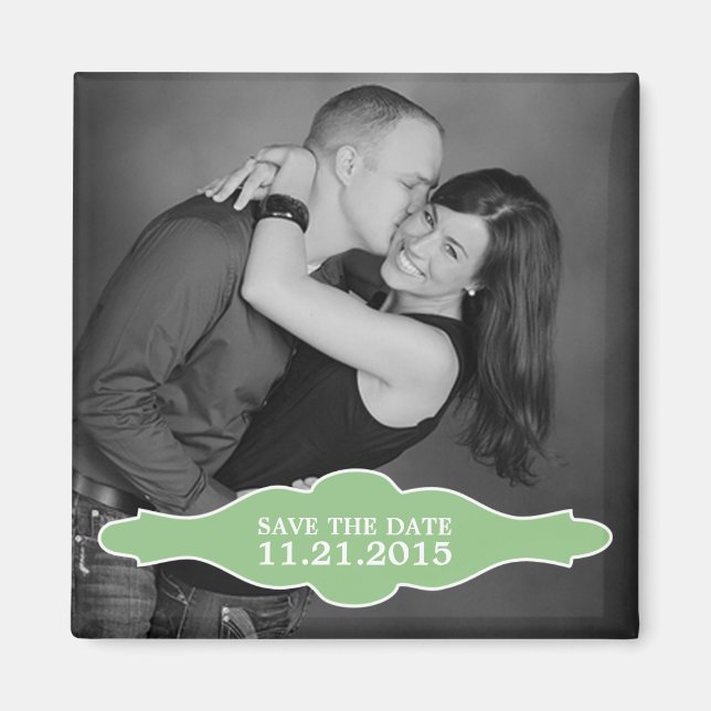 Mint Green La Bon Vie Photo Save the Date Magnet (Front)