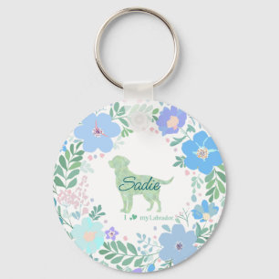 Mint Green Labrador Retriever Custom Name & Photo Key Ring