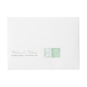 Mint green lace wedding announcement sticker wraparound address label