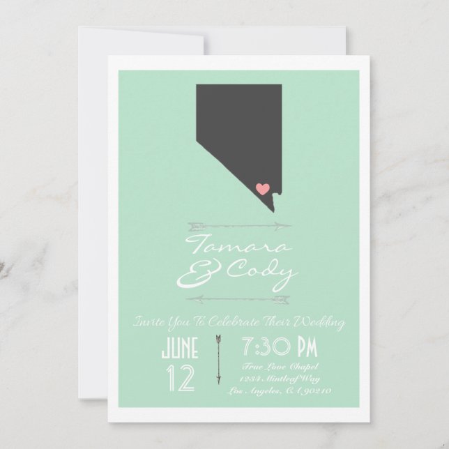 Mint Green Las Vegas Nevada Wedding Invitation (Front)