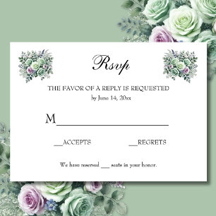 MInt Green Lavender Floral RSVP Card