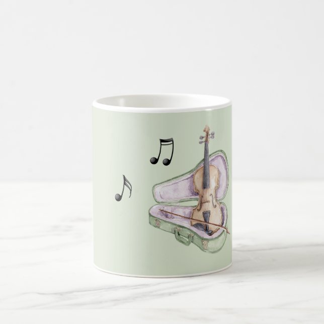 Mint Green Lavender Violin Coffee Mug (Center)
