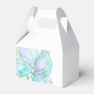 Mint Green Lavender Watercolor Botanical Leaves Favour Box
