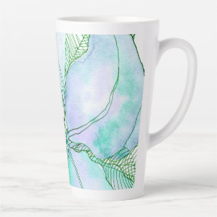 Mint Green Lavender Watercolor Botanical Leaves Latte Mug