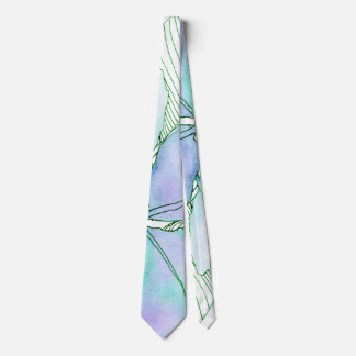 Mint Green Lavender Watercolor Botanical Leaves Tie