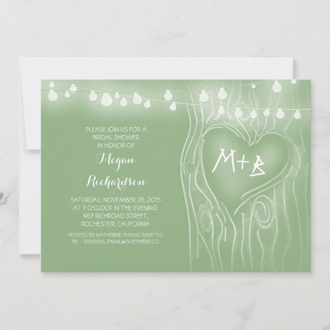 mint green lights tree romantic bridal shower invitation (Front)