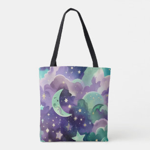 Mint Green Lilac Moon Calm Aesthetic Tote Bag