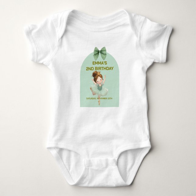 Mint Green Little Princess Ball  Baby Bodysuit (Front)